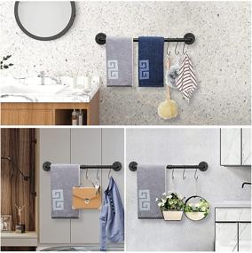 img 1 attached to 🛠️ 24 Inch Heavy Duty Industrial Pipe Towel Bar Holder - Wall Mounted Rustic Iron Bathroom Towel Rack - Black Finish
