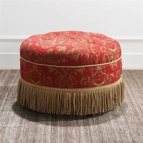 img 4 attached to 🔴 Jennifer Taylor Home Yolanda Collection: Traditional Modern Hand Tufted Round Ottoman in Red Gold with Cord and Fringe