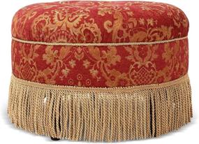 img 2 attached to 🔴 Jennifer Taylor Home Yolanda Collection: Traditional Modern Hand Tufted Round Ottoman in Red Gold with Cord and Fringe