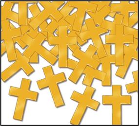 img 1 attached to 🎉 Fanci-Fetti Crosses (Gold) Party Accessory - 1 Count, 1 Ounce Package