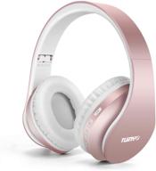 беспроводные наушники rose gold tuinyo с bluetooth, микрофоном и складывающимся стерео-гарнитурой логотип