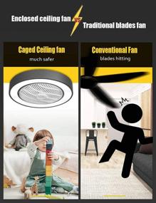 img 2 attached to 🔒 Grey 22 inch Enclosed Ceiling Fan with Dimmable LED Light, Low Profile Design, Standard Mounting Bracket, Remote Control (2xAAA Battery not included)