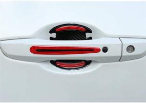 img 2 attached to 🚗 Рефлективные наклейки на дверные ручки автомобиля WindCar - Универсальная пленка для защиты ручек автомобиля с отражающими полосками безопасности, 8 штук (красные)