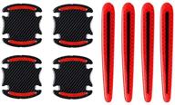 🚗 windcar reflective car door handle stickers - universal auto door handle guard film pad with safety reflective strips, 8 pack (red) logo