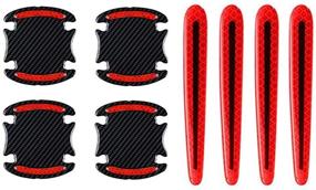 img 4 attached to 🚗 WindCar Reflective Car Door Handle Stickers - Universal Auto Door Handle Guard Film Pad with Safety Reflective Strips, 8 Pack (Red)