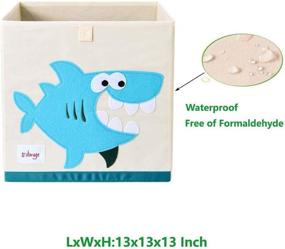 img 3 attached to 🦈 VMOTOR Kids' Foldable Animal Canvas Storage Toy Box/Bin/Cube/Chest/Basket/Organizer, 13 inch - Shark Design