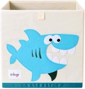 img 4 attached to 🦈 VMOTOR Kids' Foldable Animal Canvas Storage Toy Box/Bin/Cube/Chest/Basket/Organizer, 13 inch - Shark Design
