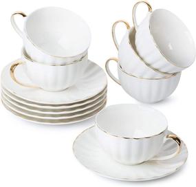 img 4 attached to Cappuccino and Espresso Porcelain Tea Saucers – Perfect for Tea Lovers!