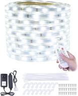 50ft/15m led strip rope lights: waterproof, dimmable with remote control - perfect for indoor/outdoor decoration, bedroom, kitchen, pool, backyards, garden, christmas - 450 leds smd2835 tape light, 6000k daylight white logo