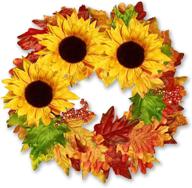 🌻 vibrant 22-inch artificial fall wreath with sunflower & maple leaf for home decor логотип