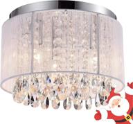 white chandelier lighting: mini flush mount crystal ceiling 💡 light with small drum - 3 light fixtures for bedroom chandelier logo