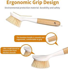 img 1 attached to 🧽 2 Pack Bamboo Handle Dish Scrubber - Ideal for Pans, Pots, Kitchen Sink Cleaning - Versatile Dishwashing and Cleaning Brushes for Perfect Results