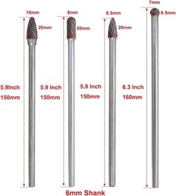 img 2 attached to Top-rated 4Pcs 6mm(1/4”) Shank Tungsten Carbide Rotary Cutting Burr Die Grinder Bit - Perfect for DIY Woodworking, Metal Carving, Polishing, Engraving, Drilling - Length 150-160mm