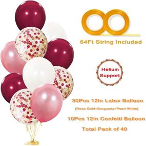 img 2 attached to 🎉 Bachelorette Party Decorations Balloons - 40 Pack of 12 Inch Latex Balloons in White, Rose Gold, and Burgundy, Including Confetti Balloon - Perfect for Baby Showers, Bridal Showers, and Weddings!