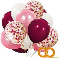 🎉 bachelorette party decorations balloons - 40 pack of 12 inch latex balloons in white, rose gold, and burgundy, including confetti balloon - perfect for baby showers, bridal showers, and weddings! логотип