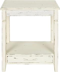 img 1 attached to Kate and Laurel Idabelle Wood Side Table: Stylish Cream Design with Drawer, 13.5x22x27.75 Inches