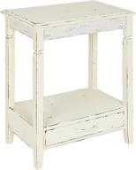 kate and laurel idabelle wood side table: stylish cream design with drawer, 13.5x22x27.75 inches logo