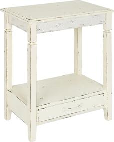 img 4 attached to Kate and Laurel Idabelle Wood Side Table: Stylish Cream Design with Drawer, 13.5x22x27.75 Inches