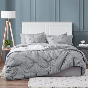 img 3 attached to 🛏️ EHEYCIGA Full/Queen Grey Comforter Set - 7 Piece Bed in a Bag with Pinch Pleat Comforters, Sheets, Pillowcases & Shams