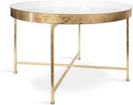 💫 kate and laurel celia modern glam round metal coffee table: chic sophistication in white and gold leaf logo