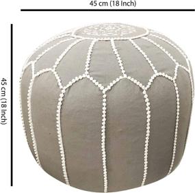 img 3 attached to 🪑 Stylish Handmade Moroccan Pouf - 18" x 18" x 14" Light Grey Ottoman Footrest by Woven St.