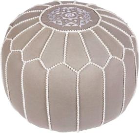 img 4 attached to 🪑 Stylish Handmade Moroccan Pouf - 18" x 18" x 14" Light Grey Ottoman Footrest by Woven St.