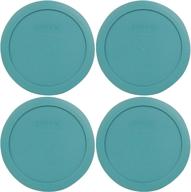 🔹 turquoise pyrex bundle - 4 items: 7201-pc 4-cup round plastic food storage lids logo