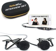 dual lavalier lapel microphone set for podcast interviews - perfect for 2 persons - conference room omnidirectional mic kit logo