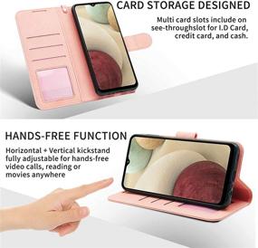 img 2 attached to Shockproof PU Leather Wallet Case for Samsung Galaxy A12 Phone (Pink, 6.5-inch) - Double-N, Credit Card Holder, Wrist Strap, Protective Cover