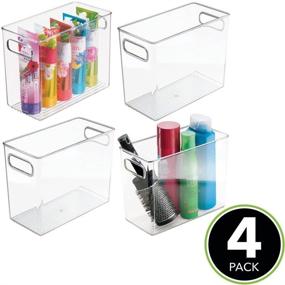 img 3 attached to 🧼 mDesign Bathroom Cabinet Organizer - Slim Storage Container Bin for Toiletries, Makeup, Shampoo, Conditioner, Face Scrubbers, Loofahs, Bath Salts - 5-Inch Wide, Clear (4 Pack)