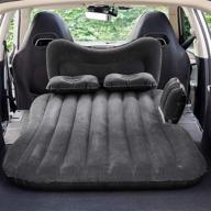 🚗 universal car inflatable backseat sleeping mattress car bed - perfect for traveling, camping, and suvs - portable car air mattress with electric pump and air pillows (black) logo