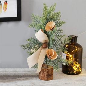 img 2 attached to FUNOJOY Mini Christmas Tree: Lifelike Artificial Tabletop Tree with Pine Cone Berry Decorations for Home or Office Xmas Holiday Decor