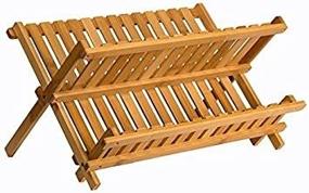 img 3 attached to 🍽️ Sagler Wooden Dish Rack Plate Rack: Compact Bamboo Dish Drying Drainer - Collapsible Design