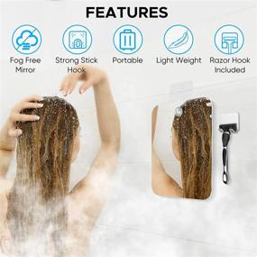 img 1 attached to Fogless Shower Mirror with Razor Hook - Anti Fog, Waterproof & Shatterproof - Amyant's Wall Hanging Bathroom Mirror for Shaving, Makeup and Beard Grooming (Large 8x10 inches)