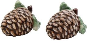 img 1 attached to 🌲 Pine Cone Salt and Pepper Shakers Set - Complete with Stem and Leaves