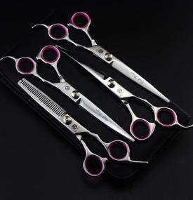 img 2 attached to 💇 Professional Barber Hair Cutting Shears Set - Purple Dragon 7 Inch Salon Haircut Scissors for Hairdressing, Cutting, and Thinning