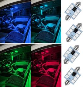 img 2 attached to 💡 Enhance Your Lighting Experience with 578 LED Bulb 41mm 42mm 212-2 211-2 578 Festoon LED Bulbs 16 Colors RGB - Remote Control Included (Pack of 4)