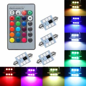 img 4 attached to 💡 Enhance Your Lighting Experience with 578 LED Bulb 41mm 42mm 212-2 211-2 578 Festoon LED Bulbs 16 Colors RGB - Remote Control Included (Pack of 4)