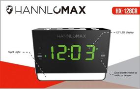 img 2 attached to 🕰️ HANNLOMAX HX-128CR Alarm Clock Radio with PLL FM Radio, 1.2" Green LED Display, Dual Alarm, 6-Level Night Light, USB Port for 1A Charging, AC/DC Adaptor Included