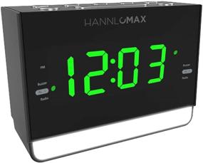img 3 attached to 🕰️ HANNLOMAX HX-128CR Alarm Clock Radio with PLL FM Radio, 1.2" Green LED Display, Dual Alarm, 6-Level Night Light, USB Port for 1A Charging, AC/DC Adaptor Included