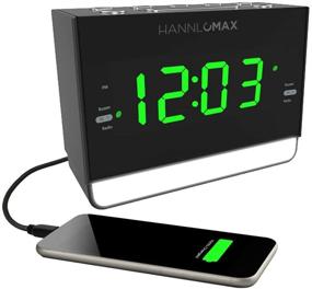img 4 attached to 🕰️ HANNLOMAX HX-128CR Alarm Clock Radio with PLL FM Radio, 1.2" Green LED Display, Dual Alarm, 6-Level Night Light, USB Port for 1A Charging, AC/DC Adaptor Included