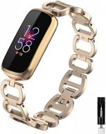 👑 stylish sankel compatible fitbit luxe bands: women's metal replacement bracelet wristband in champagne gold - special edition fitness tracker accessories логотип