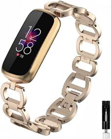 img 4 attached to 👑 Stylish Sankel Compatible Fitbit Luxe Bands: Women's Metal Replacement Bracelet Wristband in Champagne Gold - Special Edition Fitness Tracker Accessories