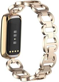 img 3 attached to 👑 Stylish Sankel Compatible Fitbit Luxe Bands: Women's Metal Replacement Bracelet Wristband in Champagne Gold - Special Edition Fitness Tracker Accessories