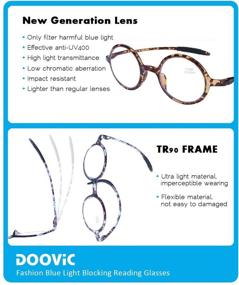 img 2 attached to 👓 DOOViC Round Reading Glasses: Stylish Blue Light Blocking Flexible Lightweight Readers for Women & Men - Fashionable Tortoise Glasses with Different Patterns - +1.5 Strength Feature