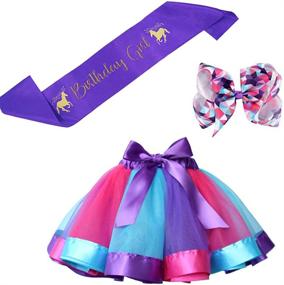 img 4 attached to Vibrant BGFKS Rainbow Hairbow - Perfect Birthday Clothing for Girls' Skirts & Skorts