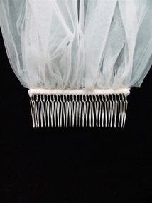 img 1 attached to Exquisite SAMKY 2T 2-Tier Bridal Wedding Veil with Elegant Scallop Edge and Dangle Crystals