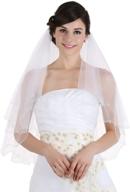 exquisite samky 2t 2-tier bridal wedding veil with elegant scallop edge and dangle crystals logo