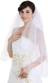 img 3 attached to Exquisite SAMKY 2T 2-Tier Bridal Wedding Veil with Elegant Scallop Edge and Dangle Crystals