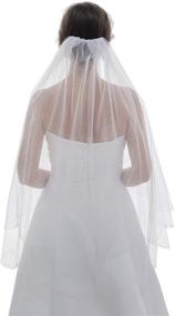 img 2 attached to Exquisite SAMKY 2T 2-Tier Bridal Wedding Veil with Elegant Scallop Edge and Dangle Crystals